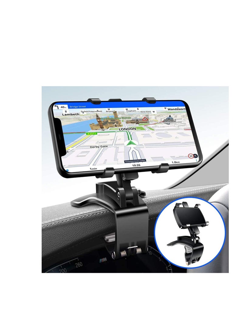 SYOSI Car Phone Holder, Mount Dashboard Phone Car Holder 360 Degree Rotation Cell Phone Holder for Car Clip Mount 3-in-1 Multi-Function Phone Car Mount Suitable for 4-7 Inches Smartphones - Image 1