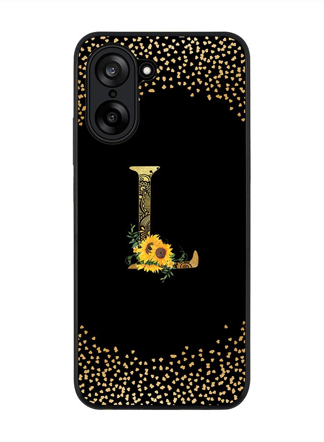 Stylizedd For OnePlus Nord CE5 / Ace 5 Racing Case,Slim fit Camera Protection, Shockproof Thin Phone cover  - Custom Floral Monogram - L ( Black )