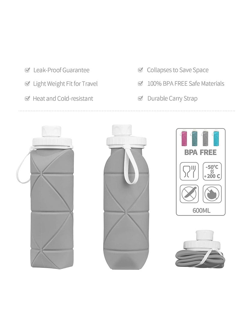 Cool Baby Style COOLBABY Collapsible Sports Water Bottles Leakproof Valve BPA Free Silicone Foldable Water Bottle for Gym Camping Sports Lightweight Travel Bottle Durable 20oz - Image 2