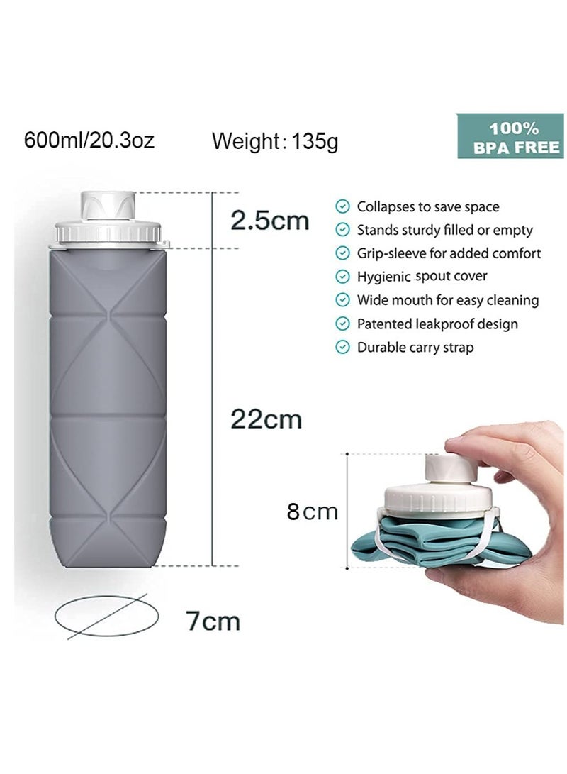 Cool Baby Style COOLBABY Collapsible Sports Water Bottles Leakproof Valve BPA Free Silicone Foldable Water Bottle for Gym Camping Sports Lightweight Travel Bottle Durable 20oz - Image 4