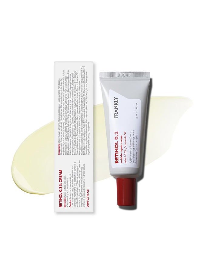 FRANKLY Retinol 0.3% Cream, 0.7 fl oz - Intensive Retinol | Night Cream | Retinol, Ceramides & Natural Ginseng | Anti-aging, Wrinkles Care, Reduces Congestion and hyperpigmentation | Korean Skin Care - Image 1