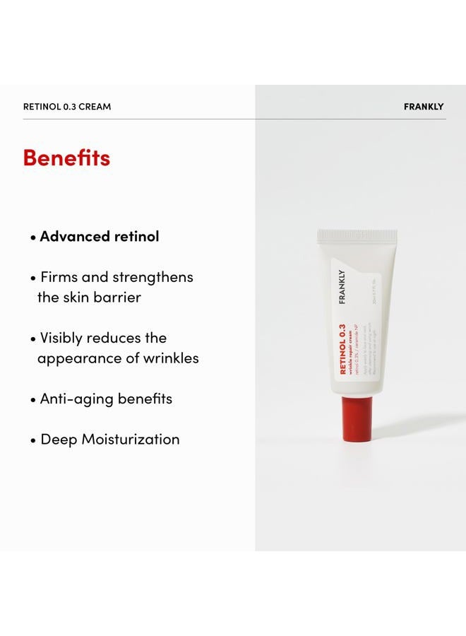 FRANKLY Retinol 0.3% Cream, 0.7 fl oz - Intensive Retinol | Night Cream | Retinol, Ceramides & Natural Ginseng | Anti-aging, Wrinkles Care, Reduces Congestion and hyperpigmentation | Korean Skin Care - Image 4