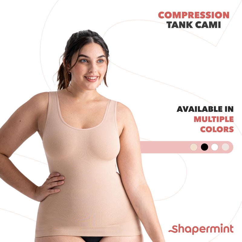 SHAPERMINT Compression Tank Cami Tummy and Waist Control Body Shapewear Camisole for Women White - Image 5