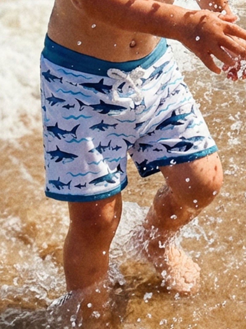 Toddler Baby Boy Swim Trunks Shark/Tree/Lobster Print Elastic Waist Swimming Shorts for Pool Beach - Image 1