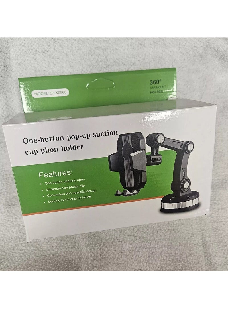 Car Phone Holder Mount Suction Cup Cell Phone Holder Stand Universal Dashboard Windshield Window Phone Holder One-Button Pop-up Strong Suction Cell Phone Car Mount - Image 4