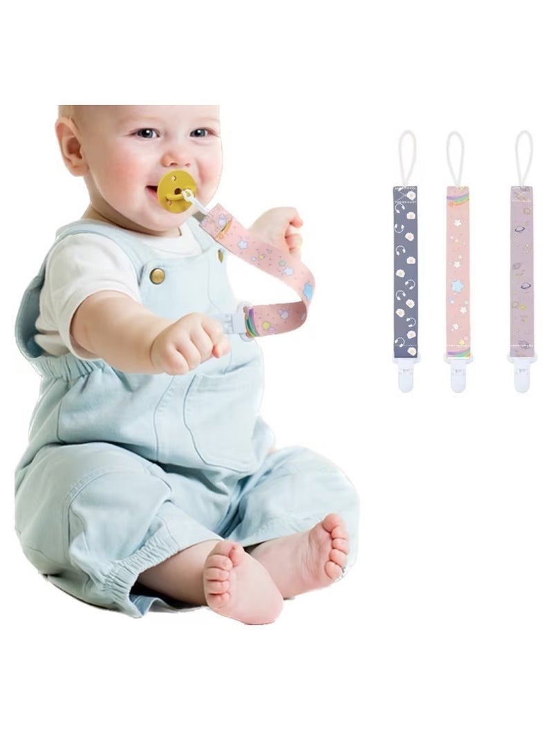 3 Pack Baby Pacifier Clips Solid Color Universal Holder Leash for Boys and Girls - Image 1