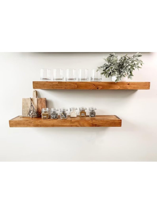 Horoof Market Set of 2 Rustic Wood Floating Shelves – Deep Wall-Mounted Storage for Kitchen, Living Room & Bathroom  - Image 1