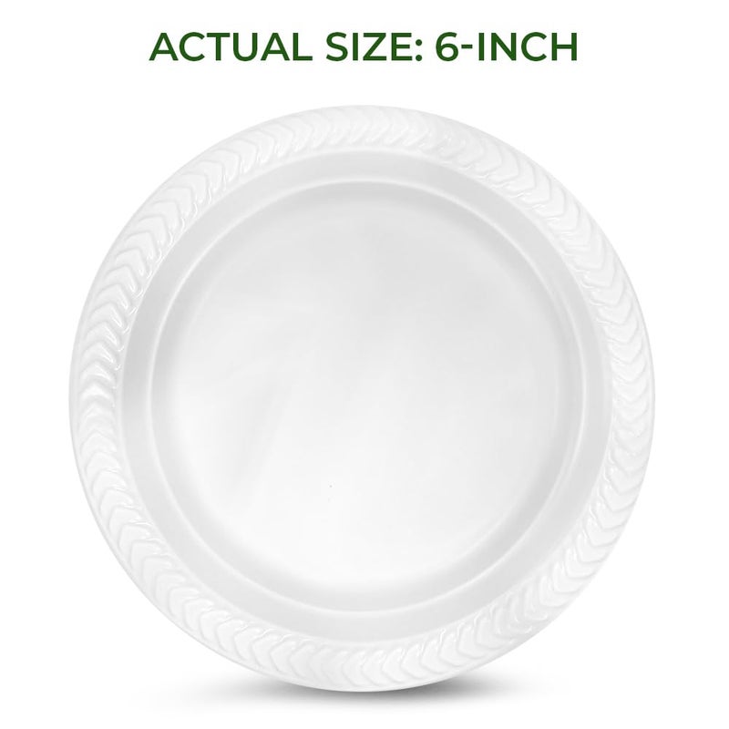 Betta 6-Inch Disposable Plastic Dessert Plates, White, 800 Count, Bulk Case for Schools, Breakrooms and Cafeteria, Microwave Safe (8 Pack Per Box x100) - Image 2