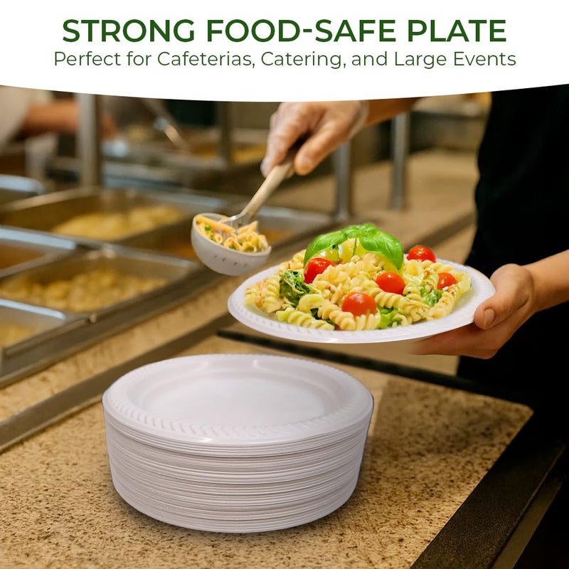 Betta 6-Inch Disposable Plastic Dessert Plates, White, 800 Count, Bulk Case for Schools, Breakrooms and Cafeteria, Microwave Safe (8 Pack Per Box x100) - Image 4