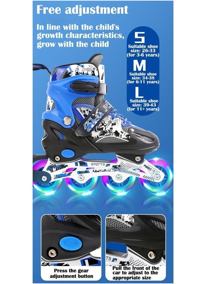 ZCM-HAPPY - Adjustable Inline Skates Roller Skate Set with LED 4 Wheel Flashing Lights - Image 1