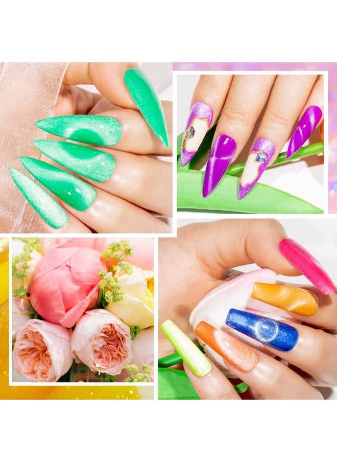 MIZHSE Neon Cat Eye Gel Nail Polish Set 12Pcs Cateye Blue Green Purple Soak Off Gel Polish Magnetic Manicure Kit For Nail Art Salon 7Ml Mother'S Day Gift  - Image 2