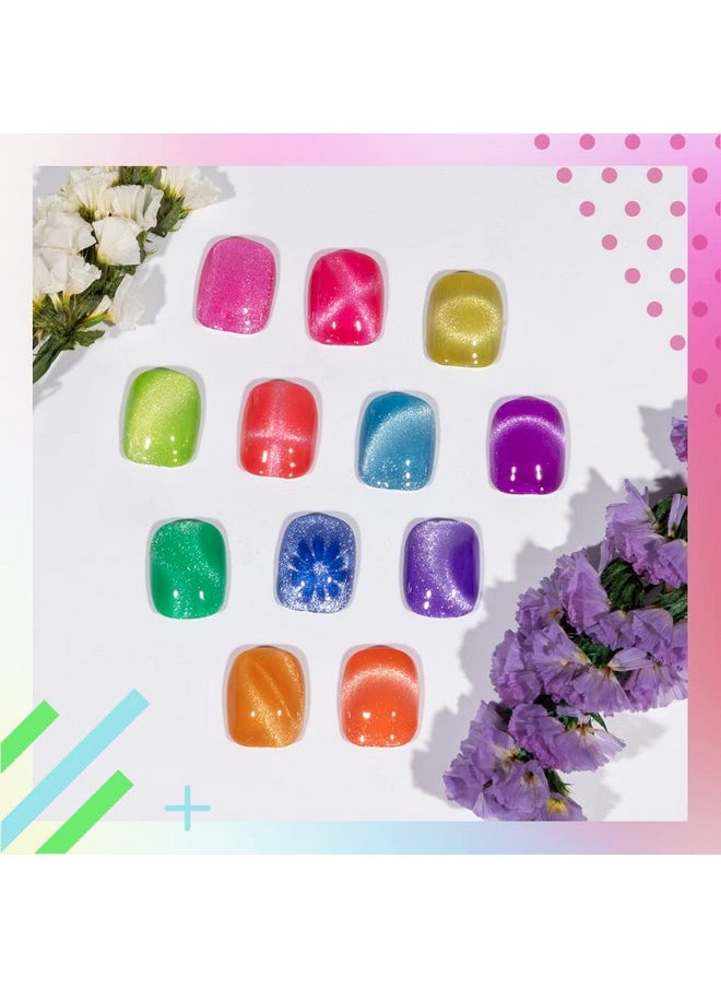 MIZHSE Neon Cat Eye Gel Nail Polish Set 12Pcs Cateye Blue Green Purple Soak Off Gel Polish Magnetic Manicure Kit For Nail Art Salon 7Ml Mother'S Day Gift  - Image 4
