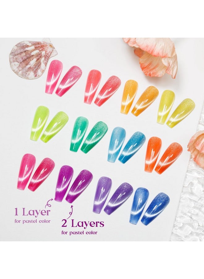 MIZHSE Neon Cat Eye Gel Nail Polish Set 12Pcs Cateye Blue Green Purple Soak Off Gel Polish Magnetic Manicure Kit For Nail Art Salon 7Ml Mother'S Day Gift  - Image 5