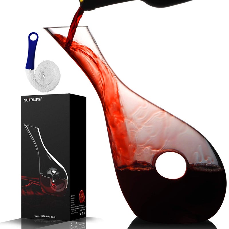 NUTRIUPS 12L Crystal Red Wine Decanter Hand Blown Hollow Circle Shape Carafe