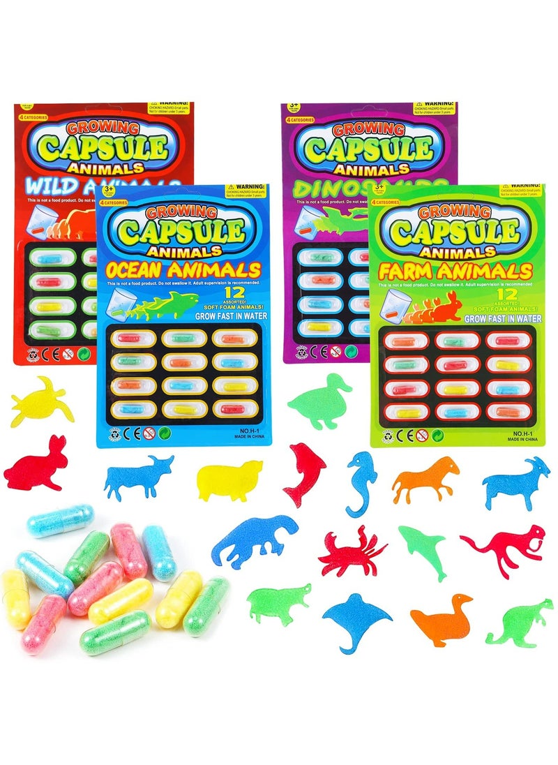 CMGTYYD 48 Pcs Magic Grow Capsules Water Growing Animal Toys, Dinosaur Dino Sea Creature Capsules Bath Expanding Foam Animal Toy for Patry Favors, (4 Set)  - Image 1