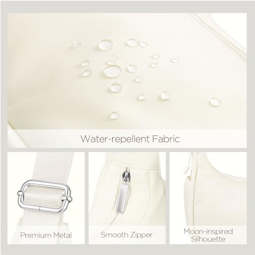 Babysun Mini Shoulder Bag Women Nylon Crescent Bag 4L Underarm Shoulder Purse Women's Shoulder Handbags Small Tote Bag Ivory - Image 5