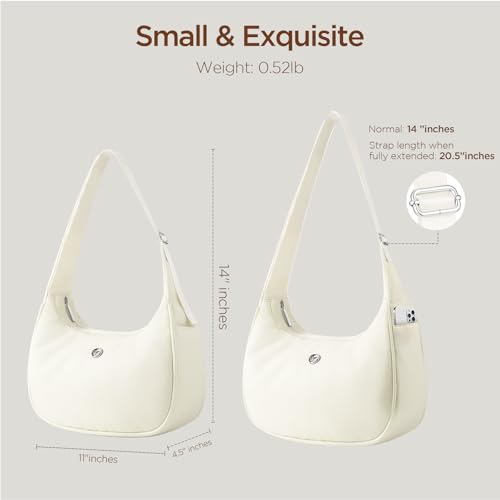 Babysun Mini Shoulder Bag Women Nylon Crescent Bag 4L Underarm Shoulder Purse Women's Shoulder Handbags Small Tote Bag Ivory - Image 4