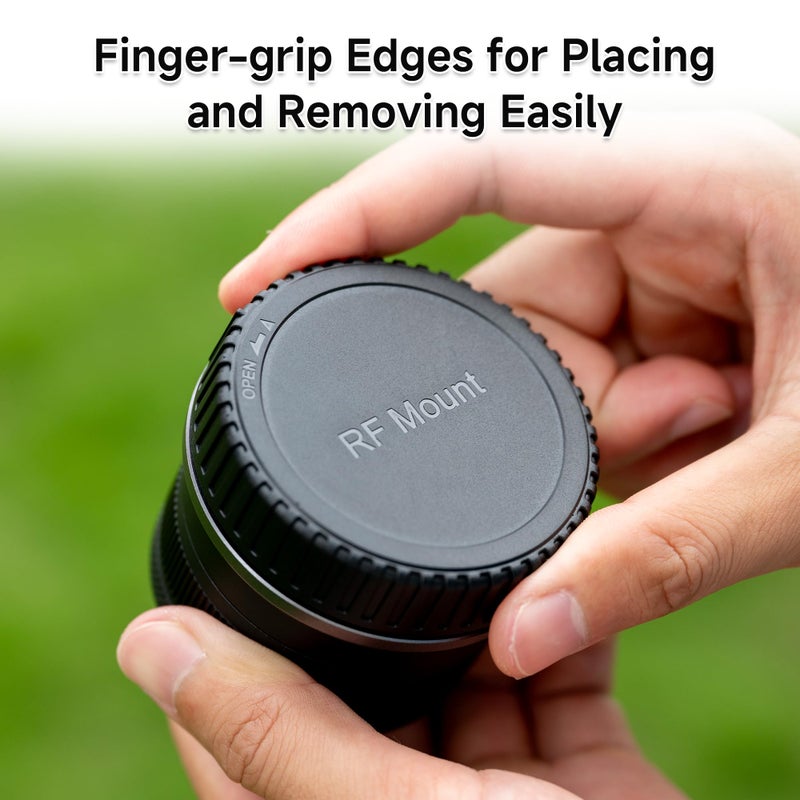 JJC Rear Lens Cap & Body Cap Cover for Canon RF Mount Mirrorless Camera EOS R100 R50 R10 R8 R7 R6 Mark II R6 R5C R5 Mark II R5 R3 R RP Replace RF Rear Lens Cap & R-F-5 Body Cap -3 Packs - Image 3