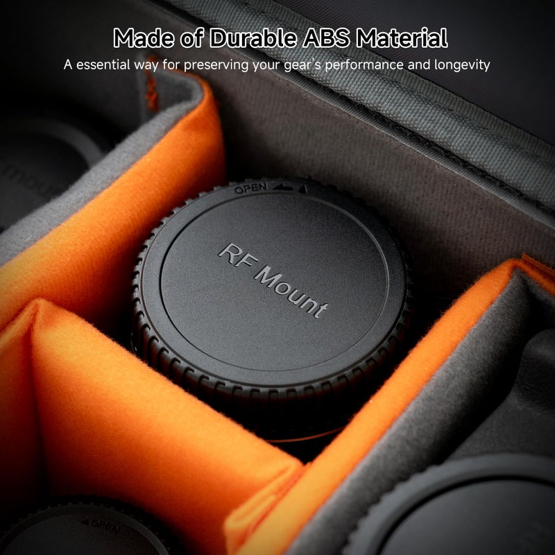 JJC Rear Lens Cap & Body Cap Cover for Canon RF Mount Mirrorless Camera EOS R100 R50 R10 R8 R7 R6 Mark II R6 R5C R5 Mark II R5 R3 R RP Replace RF Rear Lens Cap & R-F-5 Body Cap -3 Packs - Image 4