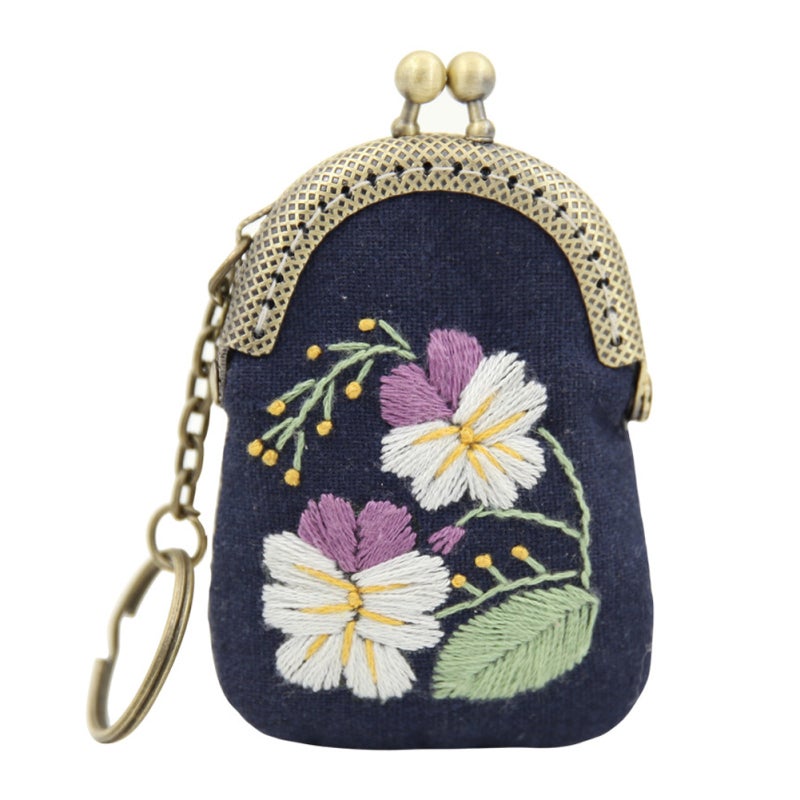 DIY Flower Embroidery Kit: 3D Colorful Pattern Skin-friendly Breathable Fabric - Durable Quality Hardware Key Chain Kit for Handmade Craft Lovers, Friend Gifting - Image 3