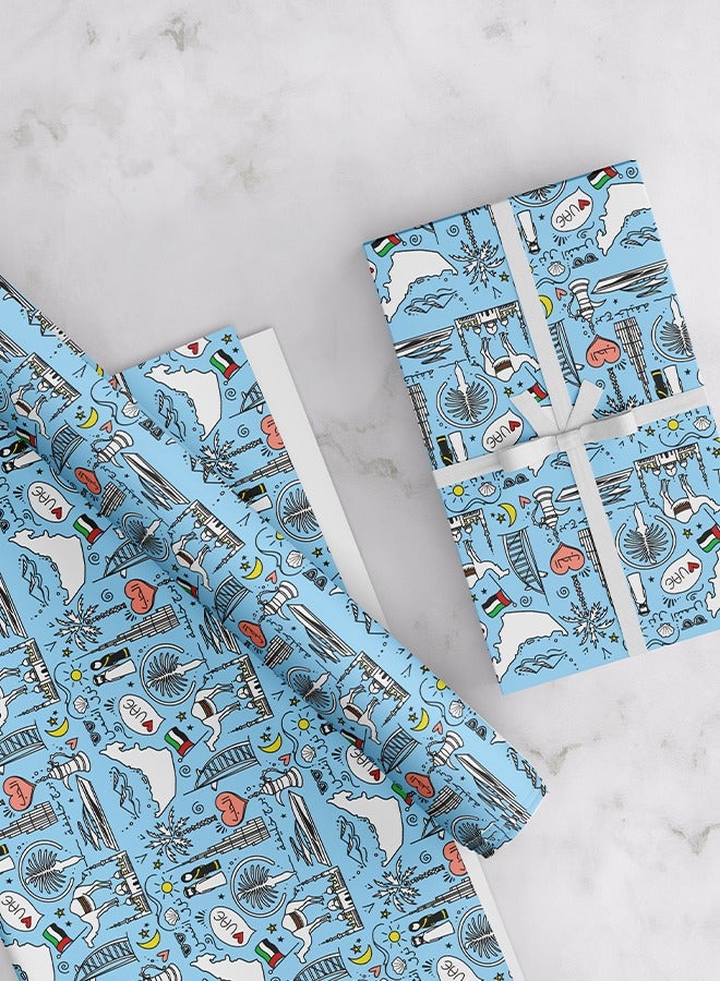 Share the Love UAE Theme Wrapping Paper - Blue 