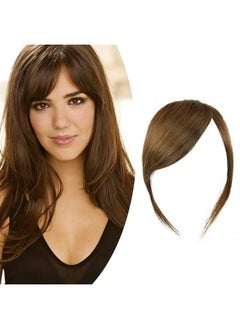 Thick Side Bangs Natural Clip on Bang Real Human Hair Side Swept Bangs Clip in Fringe Bangs Hair Extensions Light Brown