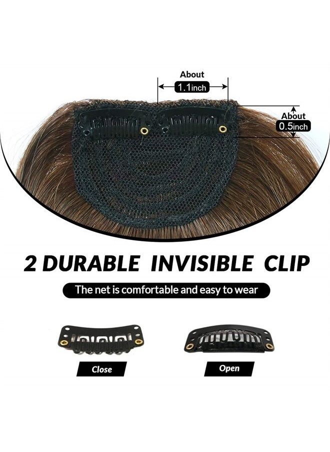 SHINON - Thick Side Bangs Natural Clip on Bang Real Human Hair Side Swept Bangs Clip in Fringe Bangs Hair Extensions Light Brown - Image 1