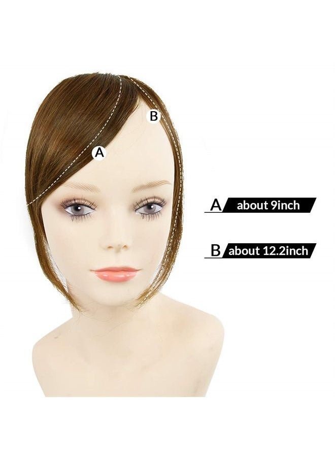 SHINON - Thick Side Bangs Natural Clip on Bang Real Human Hair Side Swept Bangs Clip in Fringe Bangs Hair Extensions Light Brown - Image 1