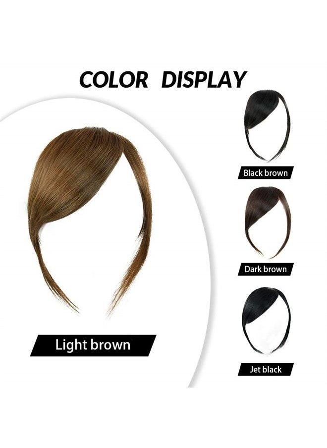 SHINON - Thick Side Bangs Natural Clip on Bang Real Human Hair Side Swept Bangs Clip in Fringe Bangs Hair Extensions Light Brown - Image 1