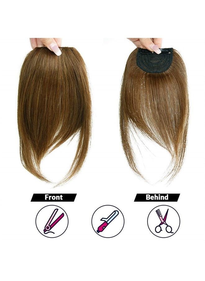 SHINON - Thick Side Bangs Natural Clip on Bang Real Human Hair Side Swept Bangs Clip in Fringe Bangs Hair Extensions Light Brown - Image 1