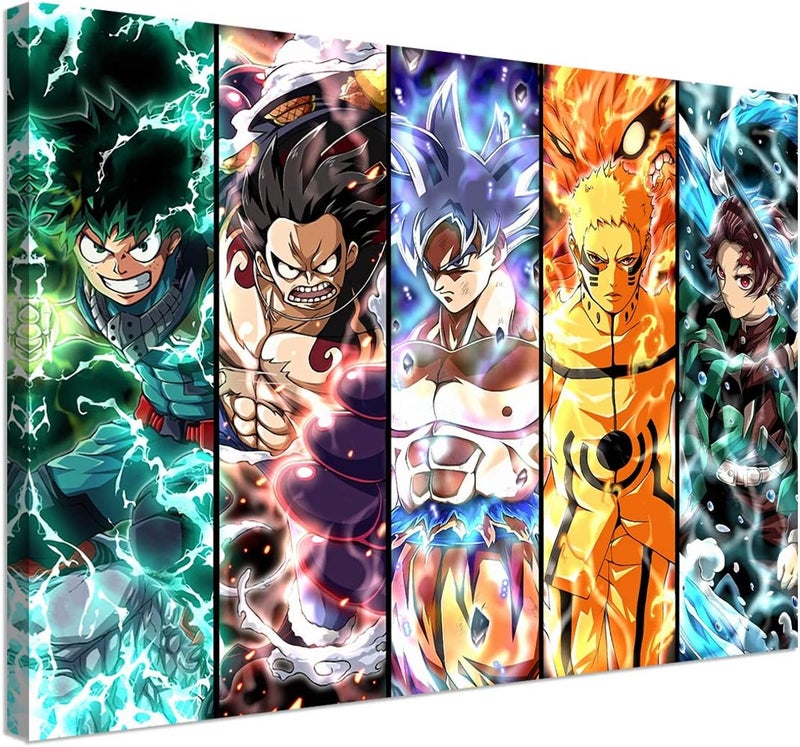 KAIWALK Japanese Anime Poster Luffy Tanjirou MHA Lzuku Print on Canvas Painting Wall Art for Living Room Decor Boy Gift - Image 1