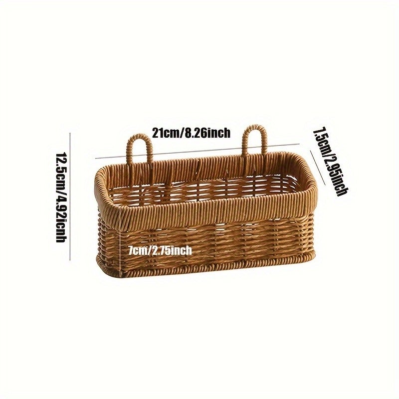 Egg, Ginger, and Garlic Storage Box, Rattan-Look Storage Basket, Garlic Bulb and Fruit Basket, Ke Ginger Wall-Mounted Hanging Basket, Kitchen Green Onion Woven Basket, Non-Food Contact - Image 1