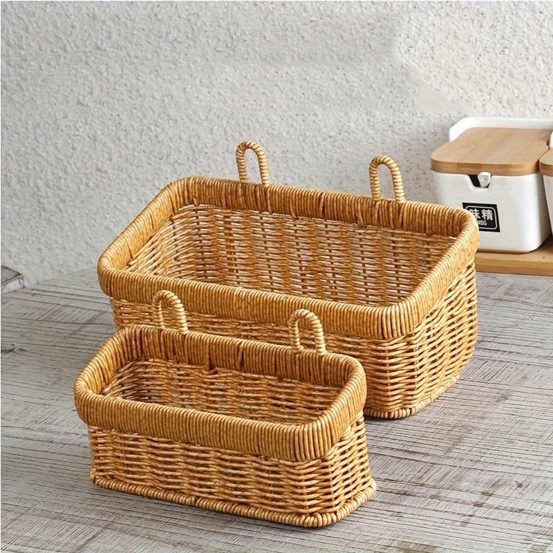 Egg, Ginger, and Garlic Storage Box, Rattan-Look Storage Basket, Garlic Bulb and Fruit Basket, Ke Ginger Wall-Mounted Hanging Basket, Kitchen Green Onion Woven Basket, Non-Food Contact - Image 4