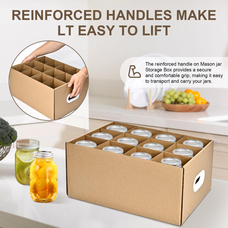 Ppxhfv 3 Pcs Canning Jar Storage Boxes Fits 32 Oz Jars Regular Or Wide Mouth Canning Jar Storage 12 Cells Mason Jar Storage Boxes  Mason Jar Organizer For Storage & Moving - Image 4
