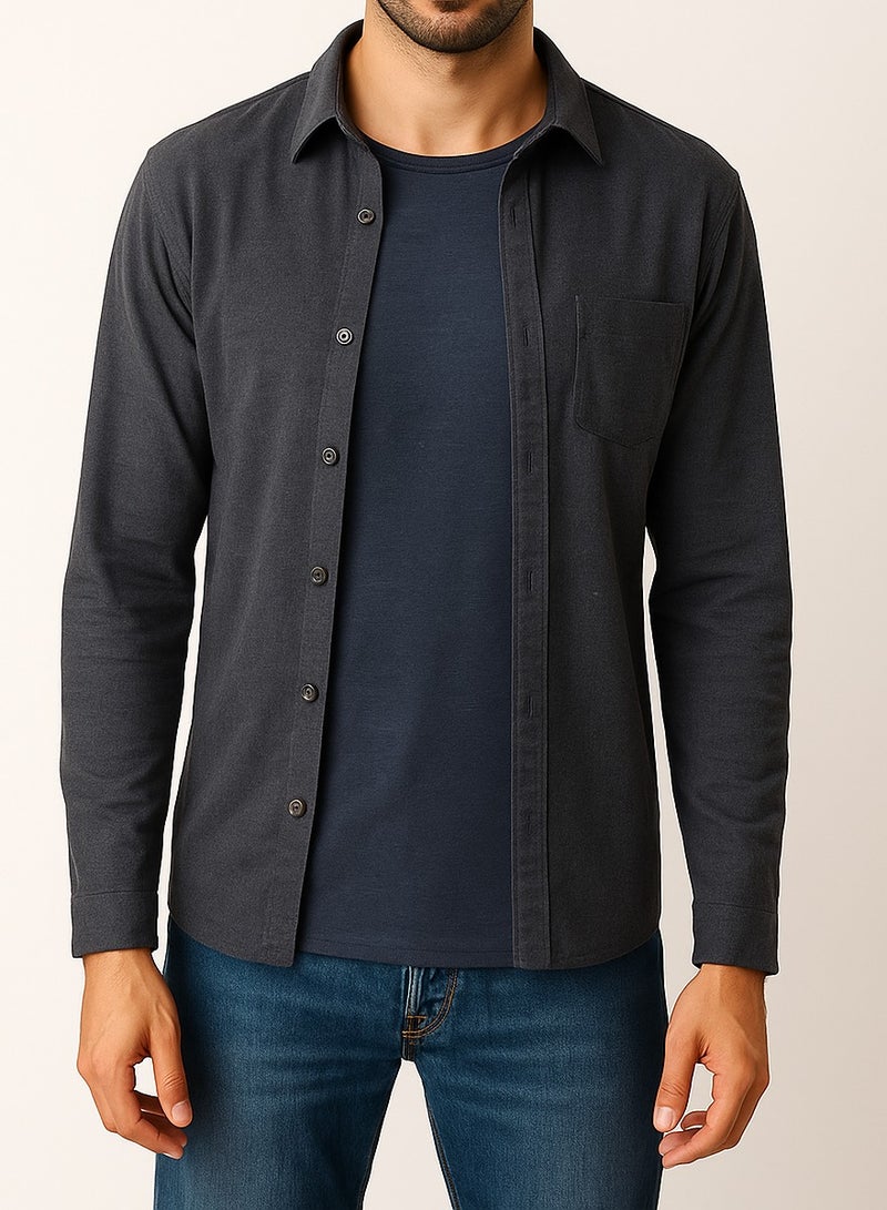 Mens Round Neck Long Sleeve Solid Undershirt-Men's Long Sleeve Crew Neck T-Shirt - Image 2