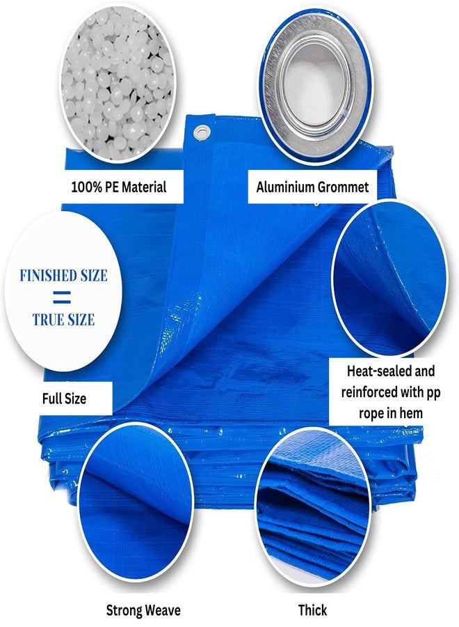 Singhal HDPE Blue Tarpaulin Sheet 16x24ft, Tirpal Tadpatri Tharpai Thadika, Reinforced Eyelets, UV Resistant, 100% Pure Virgin 170 GSM Heavy Duty Waterproof - Image 4