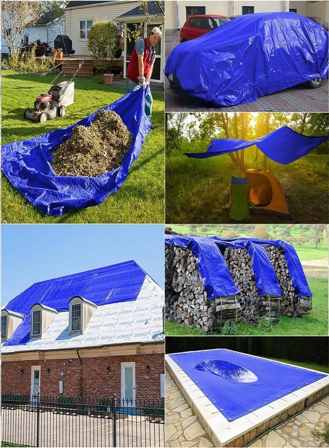 Singhal HDPE Blue Tarpaulin Sheet 16x24ft, Tirpal Tadpatri Tharpai Thadika, Reinforced Eyelets, UV Resistant, 100% Pure Virgin 170 GSM Heavy Duty Waterproof - Image 5