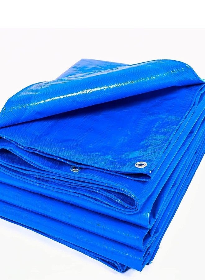 Singhal HDPE Blue Tarpaulin Sheet 16x24ft, Tirpal Tadpatri Tharpai Thadika, Reinforced Eyelets, UV Resistant, 100% Pure Virgin 170 GSM Heavy Duty Waterproof - Image 1