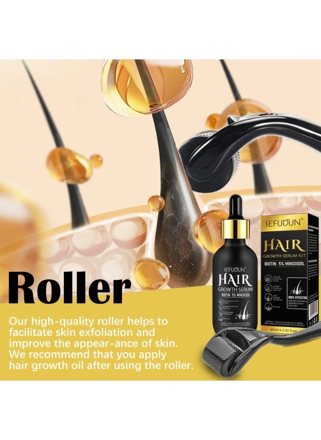 Sefudun 5% Minoxidil Growth Solution for use with Derma Roller for Hair Growth for Men and Women, Natural Hair Regrowth Treatment for Hair Loss Thinning Hair, Makes Hair Thicker and Healthier 60ml - Image 2