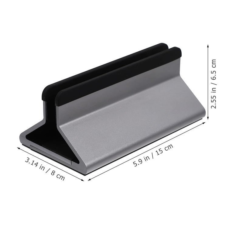 Adjustable Aluminum Alloy Laptop Stand Vertical Holder Space Saving Desk Rack Gray - Image 3