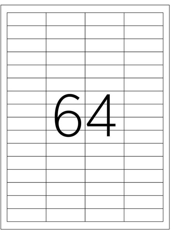 A1 - Label Laser Label KJ 2564 500 A4 Page Laser Label 48 5 x 16 9 mm Size 64 Labels on 1 A4 Page - Image 1