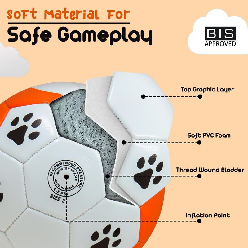 synco Kids Football | Puppy Face Design | Suitable for Kids Aged 4-8 | Soft and Durable | Toy Football for Indoors and Outdoors | BIS Approved | Soccer Ball for Kids | Size-3 - Image 5