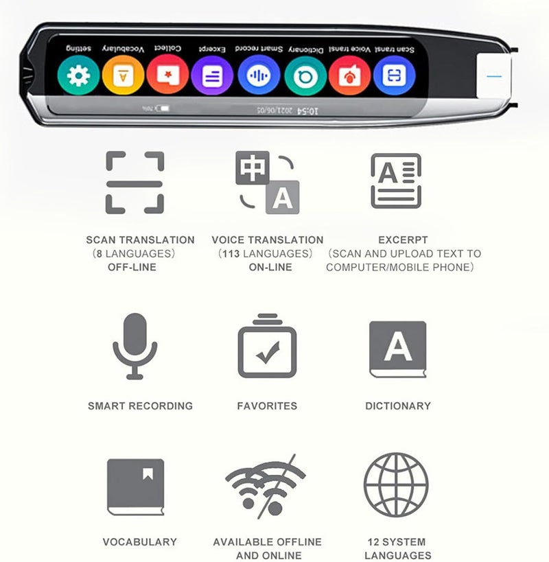 Wisoqu Smart Voice Translator Pen with Multi Language Bidirectional Translation and Recording Function - Image 3