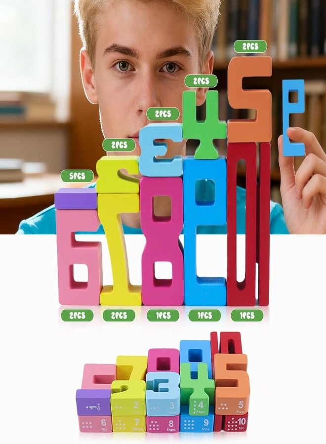 rytopt Wooden Number Building Blocks, 20Pcs Numbers, 1-10 Building Blocks, Wooden Blocks, Halloween, Christmas, Party Favors, Classroom Must Haves, Back to School Supplies, School Supplies - Image 5
