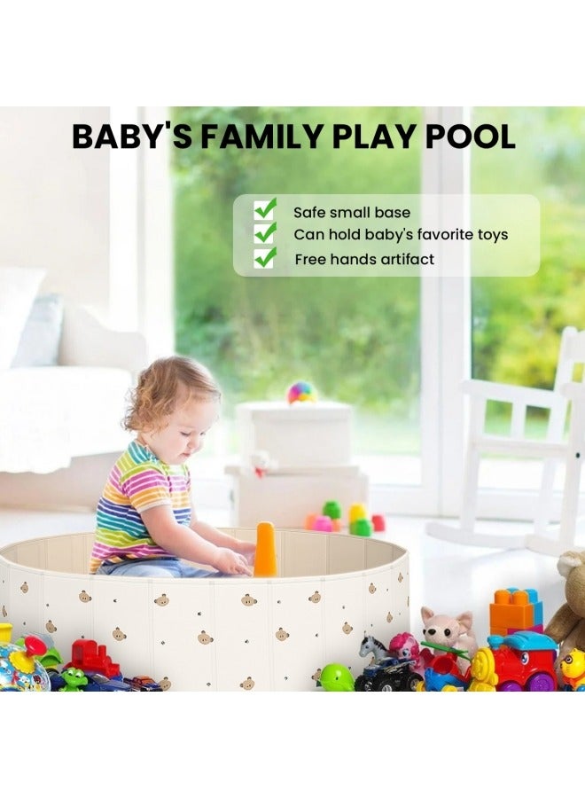 Portable Baby Sensory Play Pit with Foldable Design, Summer Fun, Creative Play, Pet Bathing, Ball Pit Games and Small Sandbox White - Image 5