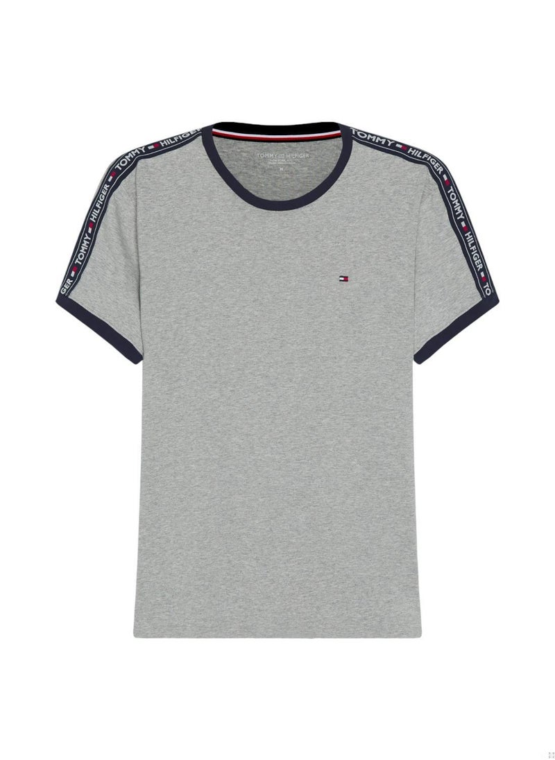 TOMMY HILFIGER Men's Short Sleeve T-Shirt - Cotton, Grey 
