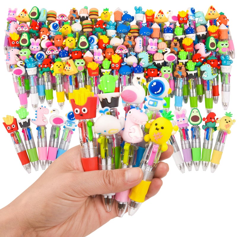 LiYiQ 100PCS Multicolor Pen in One Fun 4-in-1 Cute Pens Bulk Kawaii Cool Ballpoint Pens for Kids Fun Gifts - Image 1