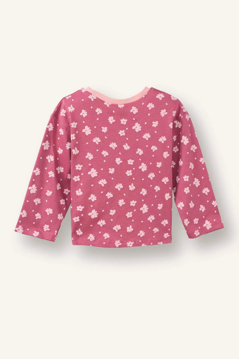 ديفاكتو Baby Girl Regular Fit Crew Neck Floral Cotton T-Shirt