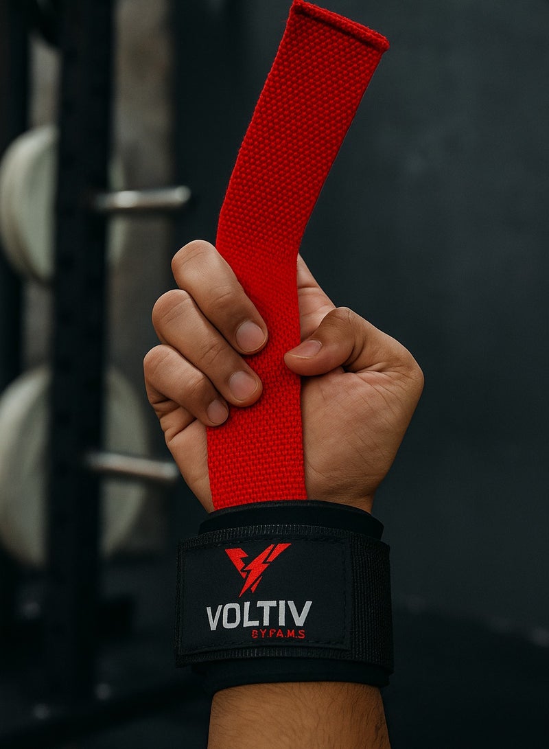 VOLTIV Premium Lifting Straps with Wrist Support – Heavy Duty Deadlift Straps with Neoprene Padding, Strong Steel Buckle & Velcro Grip – Ideal for Weightlifting, Bodybuilding, Pull-Ups & Strength Training - Image 2