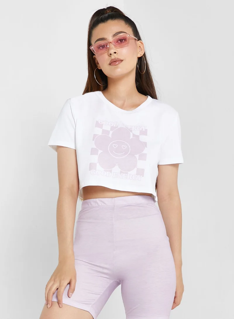 Ginger Colourblock Graphic Cropped Tee & Shorts Set